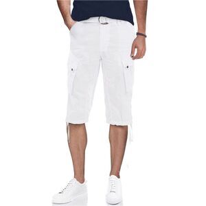 XRAY Mens Belted 18" Long Casual Cargo Shorts, White, 48, DM